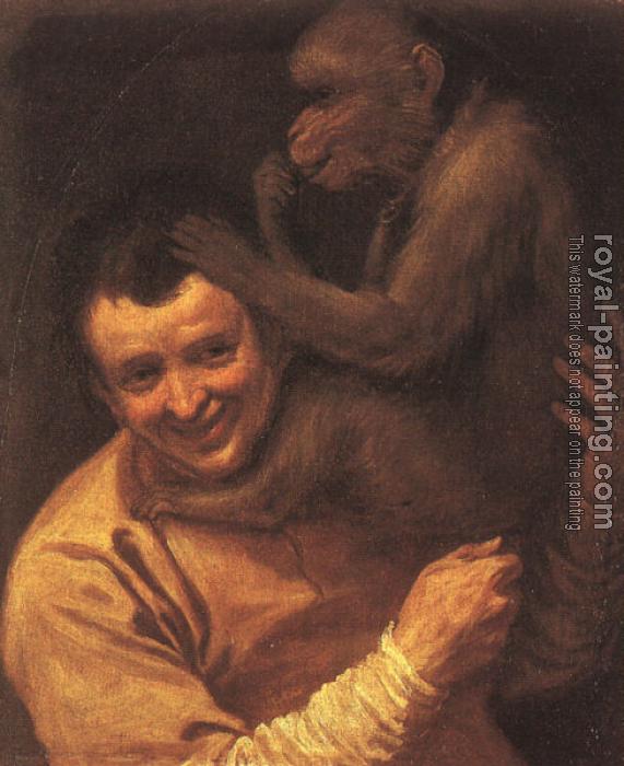 Annibale Carracci : A Man with a Monkey